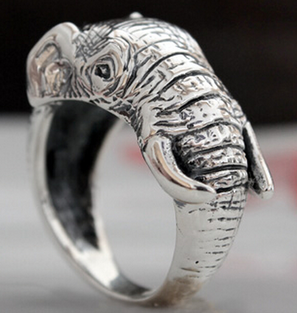 Handmade Thai Silver Three-dimensional Elephant Nose Ring